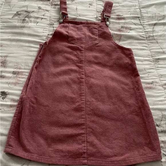 Pink corduroy overall bib pinafore suspender dress, size S Barbiecore boho - Picture 13 of 16